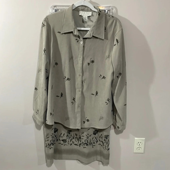 Vintage Norton McNaughton Skirt Set Long Sleeve Button Up Top 12/14 - Picture 1 of 16